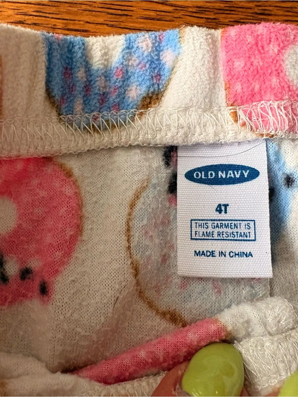 Old Navy White Fleece Pajama Pants with Pink & Blue Donuts